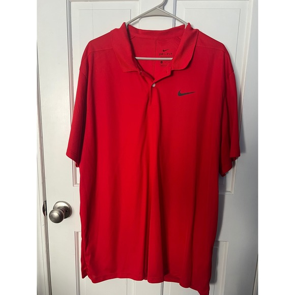 Nike Dri-FIT Polo Shirt Mens XXL Red Short Sleeve Standard Fit Golf Top - Picture 2 of 6
